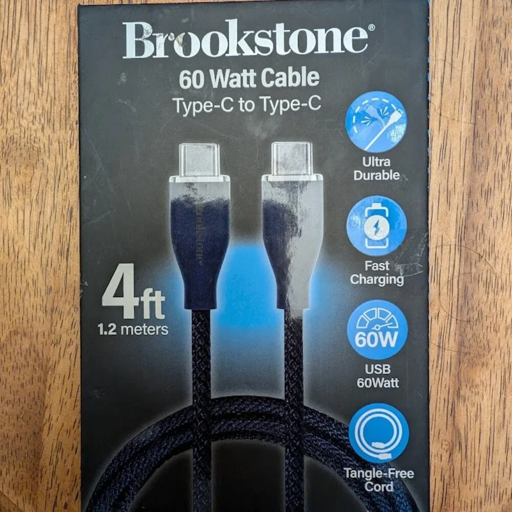 NIB Brookstone 60 Watt Type-C to Type-C Charging Cable